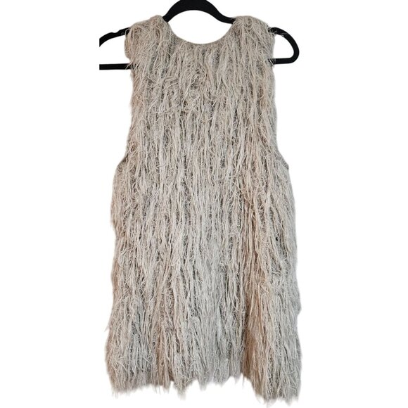 Boho Unique Elan Women's Shaggy Knit Vest Cardigan  S Beige Open Front Lightweig - Picture 2 of 11